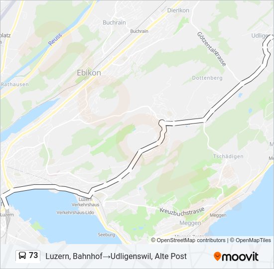 Plan de la ligne 73 de bus