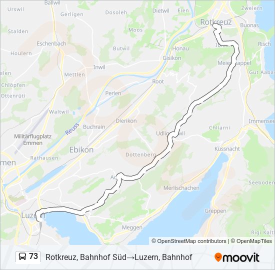 Plan de la ligne 73 de bus