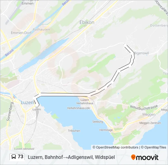 Plan de la ligne 73 de bus