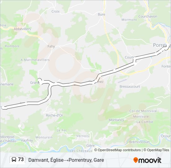 73 Bus Line Map