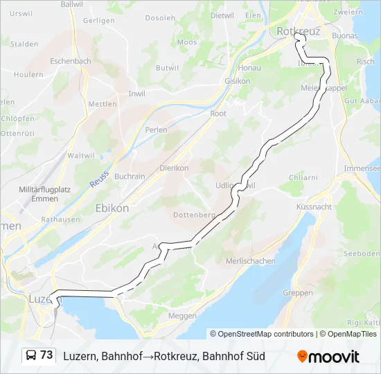 Plan de la ligne 73 de bus
