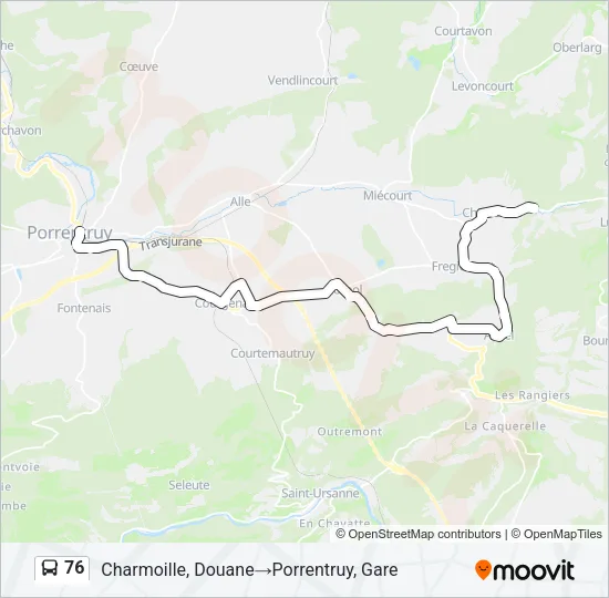 76 Bus Line Map