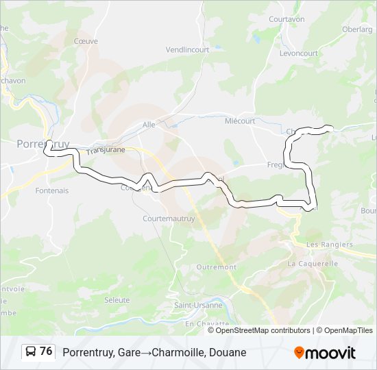 76 Bus Line Map