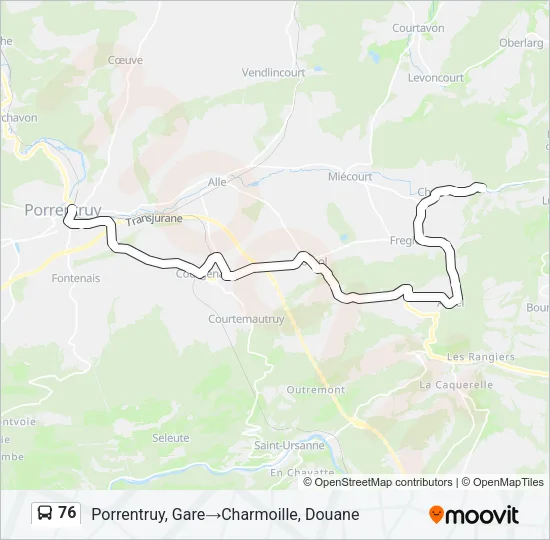 76 Bus Line Map