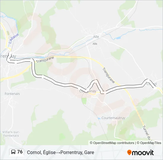 Plan de la ligne 76 de bus
