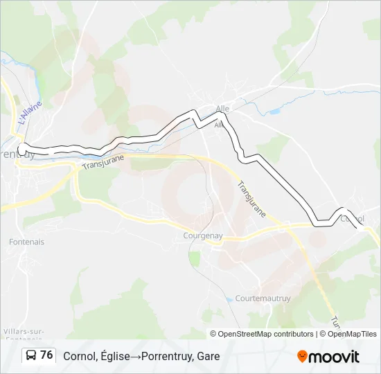 Plan de la ligne 76 de bus