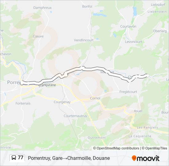 Plan de la ligne 77 de bus