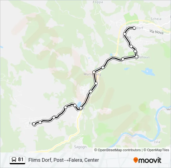 Plan de la ligne 81 de bus