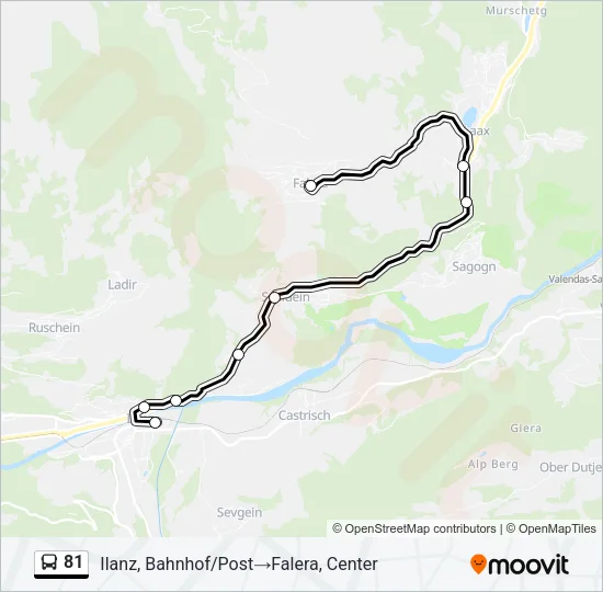 Plan de la ligne 81 de bus