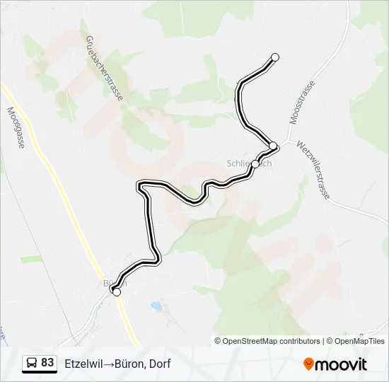 Plan de la ligne 83 de bus