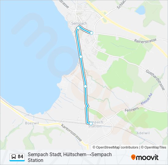 Plan de la ligne 84 de bus