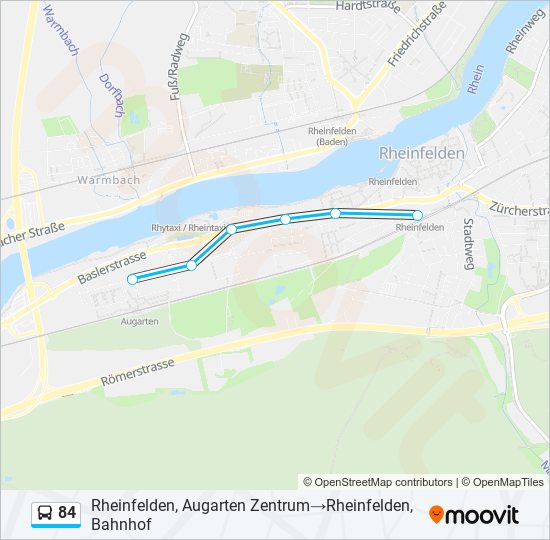 Plan de la ligne 84 de bus