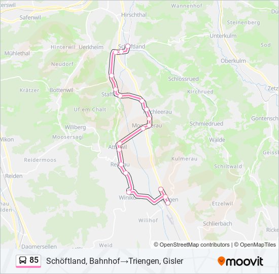 Plan de la ligne 85 de bus