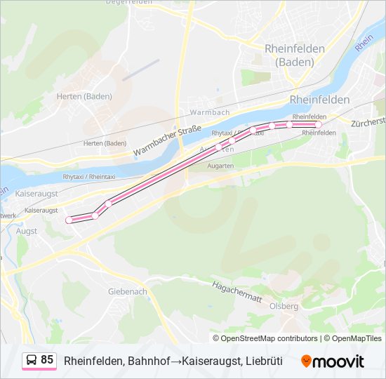 Plan de la ligne 85 de bus