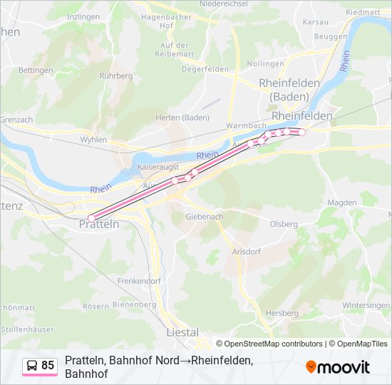 Plan de la ligne 85 de bus