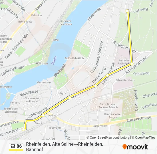 86 Route: Fahrpläne, Haltestellen & Karten - Rheinfelden, Alte Saline‎→ ...