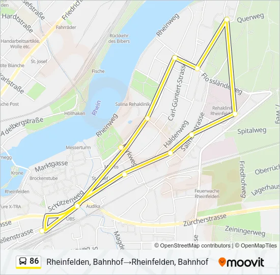 Plan de la ligne 86 de bus