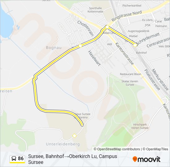 86 Bus Line Map