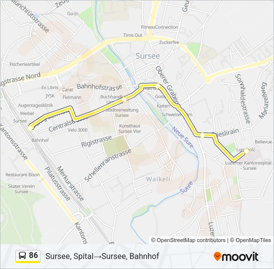 86 Bus Line Map