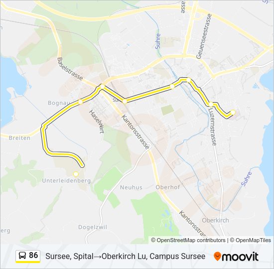 86 Bus Line Map
