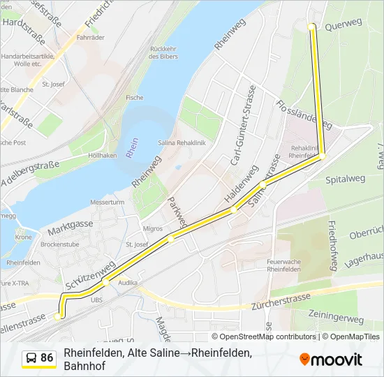 Plan de la ligne 86 de bus