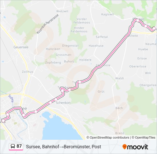 87 Bus Line Map