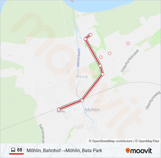 Plan de la ligne 88 de bus