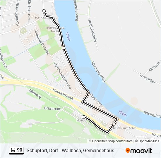 90 bus Line Map