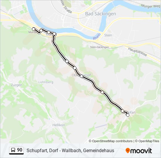 Plan de la ligne 90 de bus