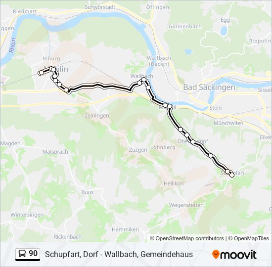 90 bus Line Map