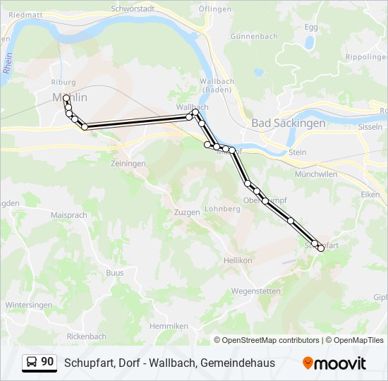 90 bus Line Map