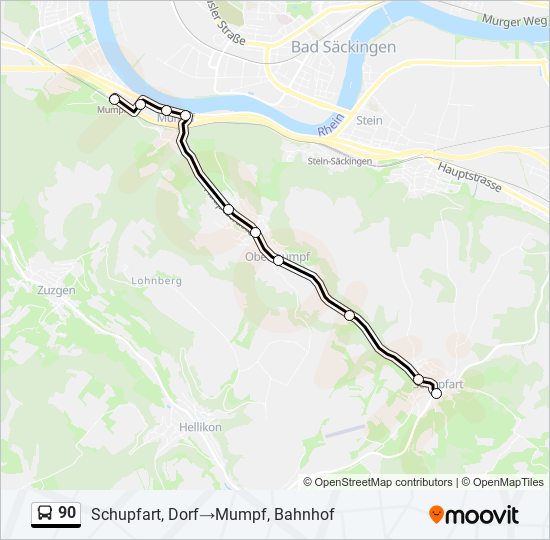 90 bus Line Map