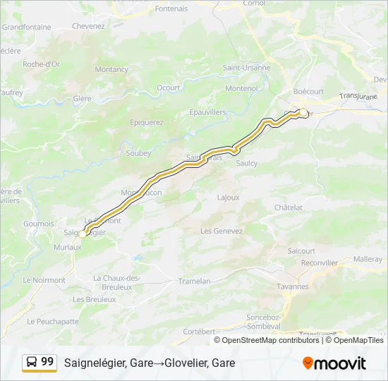 Plan de la ligne 99 de bus