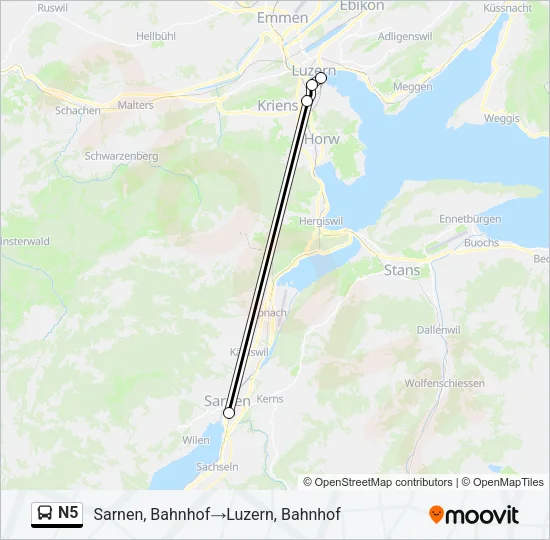 N5 Bus Line Map