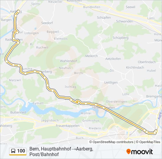 Plan de la ligne 100 de bus