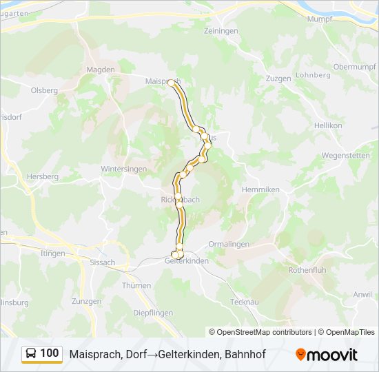 100 Bus Line Map