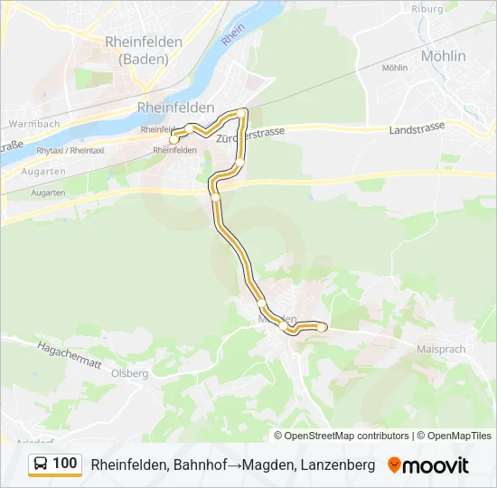Plan de la ligne 100 de bus