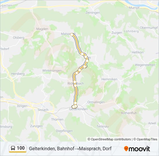 100 Bus Line Map