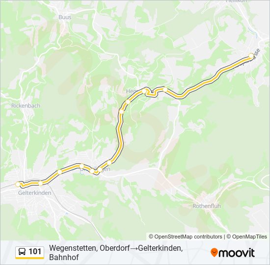 Plan de la ligne 101 de bus