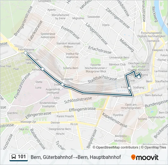Plan de la ligne 101 de bus