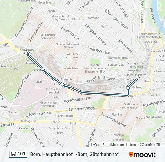 Plan de la ligne 101 de bus