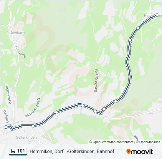 Plan de la ligne 101 de bus