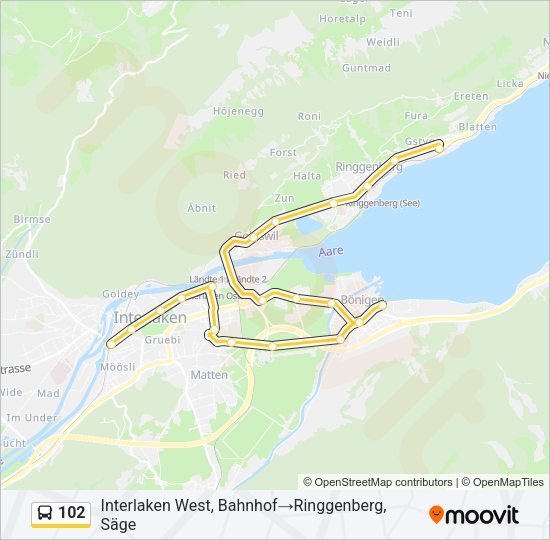 102 Route: Schedules, Stops & Maps - Interlaken West, Bahnhof→ ...