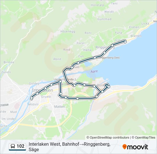 102 Bus Line Map