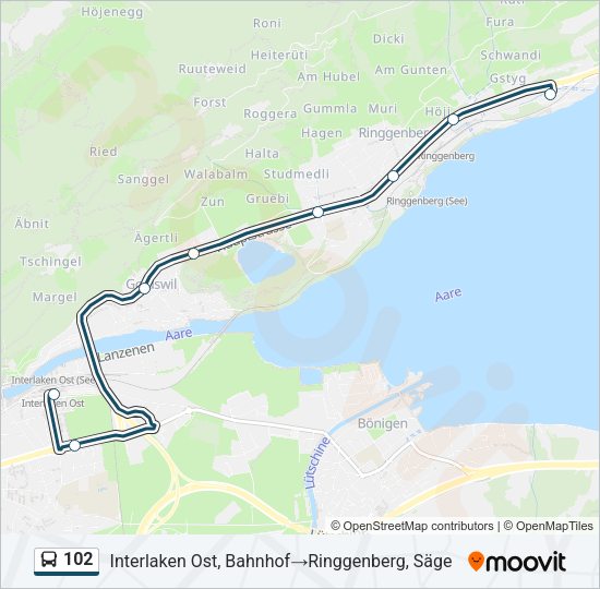 102 Bus Line Map