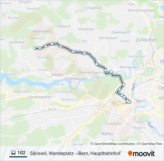 102 Bus Line Map