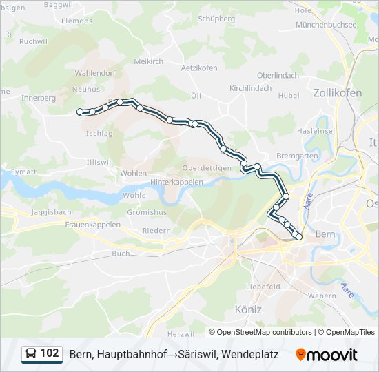 102 Bus Line Map