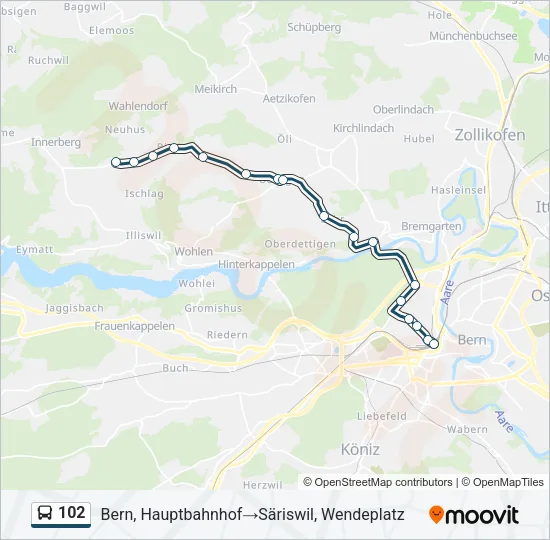 102 Bus Line Map