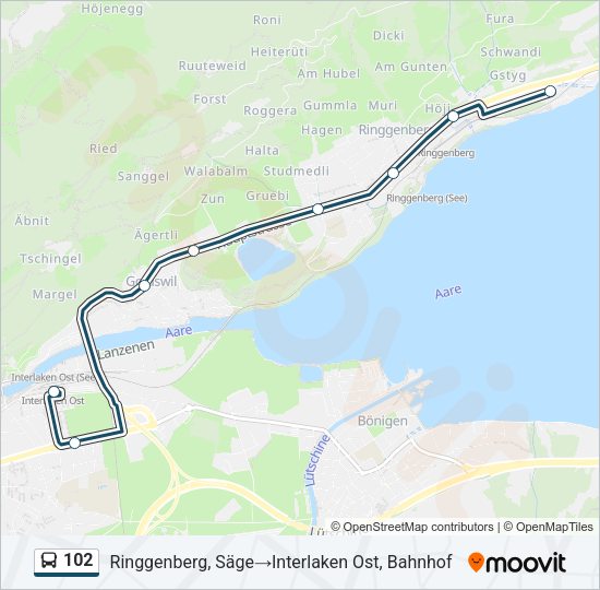 102 Bus Line Map
