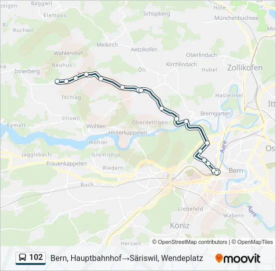 102 Bus Line Map